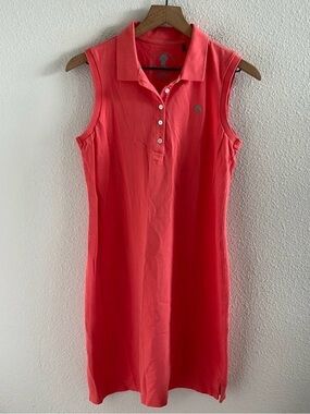 Tommy Bahama Preppy Collared Travel Mom Athleisure Dress Coral Small